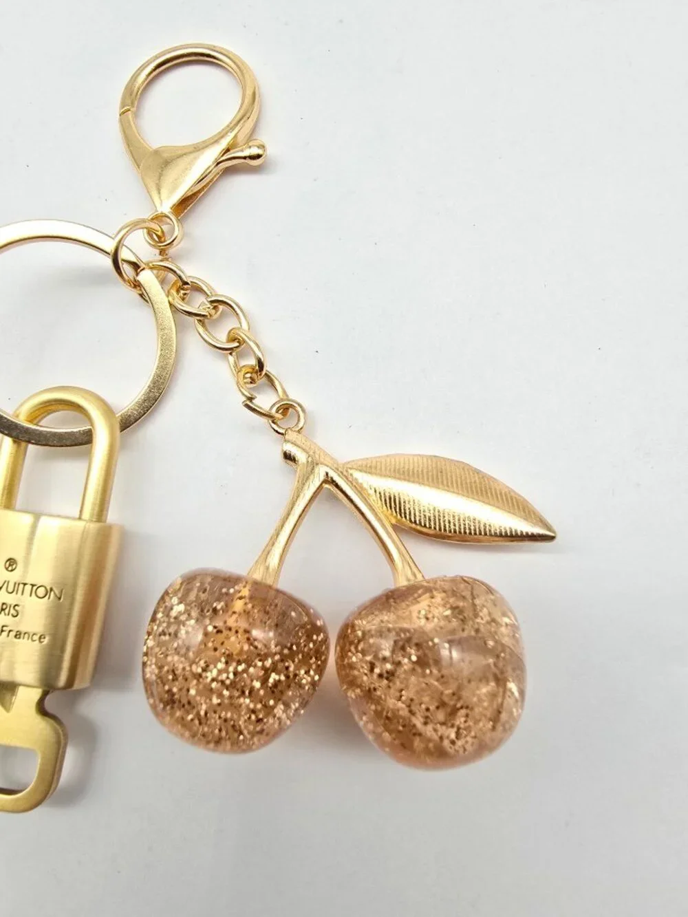Authentic Louis Vuitton Gold Padlock 🔒 Key Set w/ Unbranded Cherry Bag Charm